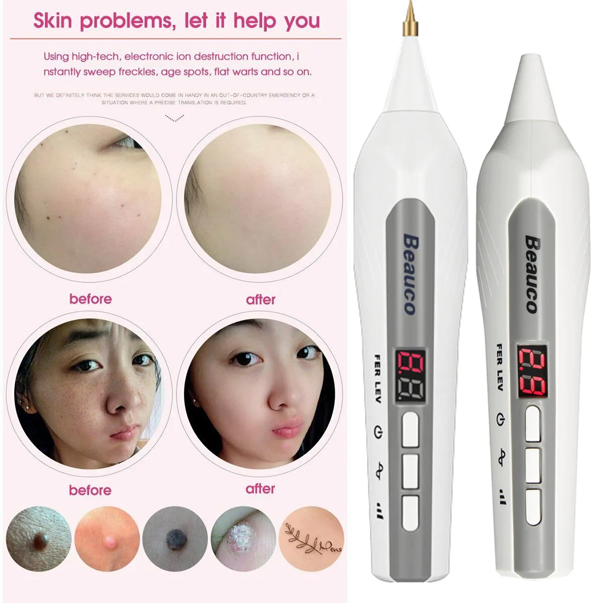 2021 Spot Laser Freckle Removal Skin Tag Wart Tattoo Remover Plasma Pen Salon Hem Använd Enhet