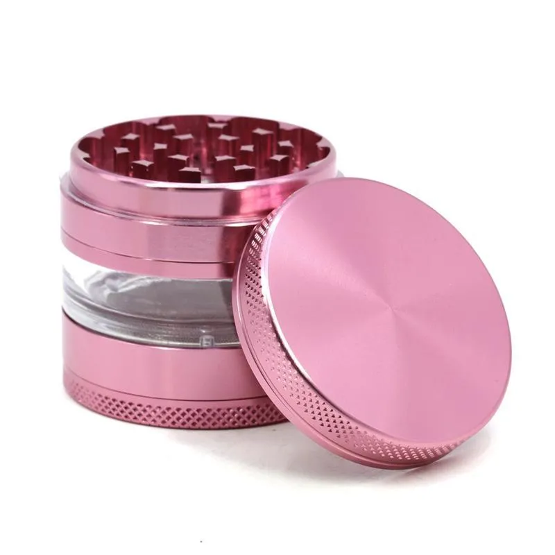 63mm Grinders 4 Layers Aluminum Alloy CNC Teeth Tobacco Dry Herb 2.5 Inches Grinder With Clear Window Large Storage Space OEM