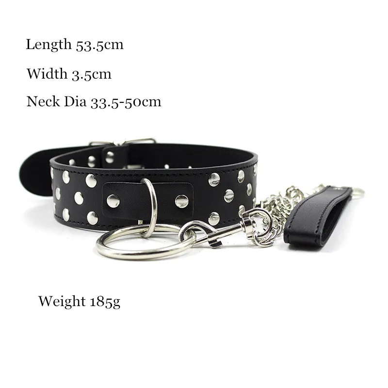 Leather Rivets Adult Slave Collar Leash Bondage Sex Neck Ring for Women Men Adults Game Toys Novelty Sex Products for SM Games03_