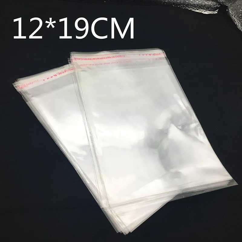12 * 19 cm trasparente risigillabile cellophane / BOPP / poli sacchetti sacchetto di Opp trasparente imballaggio sacchetti di plastica sigillo autoadesivo sacchetto di caramelle matrimonio