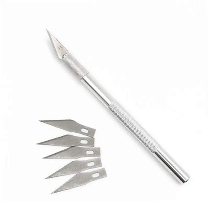 10 pièces outil de gravure d'outil de scalpel en métal antidérapant argent blanc tranchant couteau à découper d'art en alliage d'aluminium DK30001