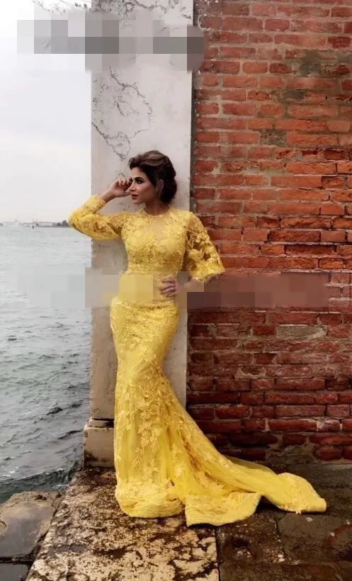 knee length dresses for ladies Zapaka Women Yellow Floral Bridesmaid Dress with Slit Long Sleeve Corset  Square Neck Ruched Sheath Long Wedding Guest Dress – ZAPAKA main image 0