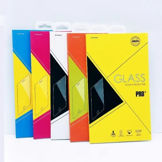 Kleurrijke grens retail pakket dozen verpakking voor gehard glas 9h screen protector voor iphone xr xs max xs x 8 plus S7 rand