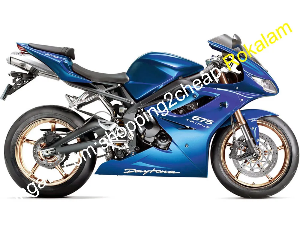 För Triumph Cowling Daytona 675 Kroppsdel ​​2009 2010 2011 2012 Motorcykel Bodywork Blue Fairing Aftermarket Kit (formsprutning)