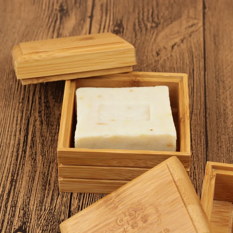 Pratos de sabão de bambu simples Natural Soap Box Titular escorredor Bandeja de bambu para Bath Shower Acessórios HHA1166