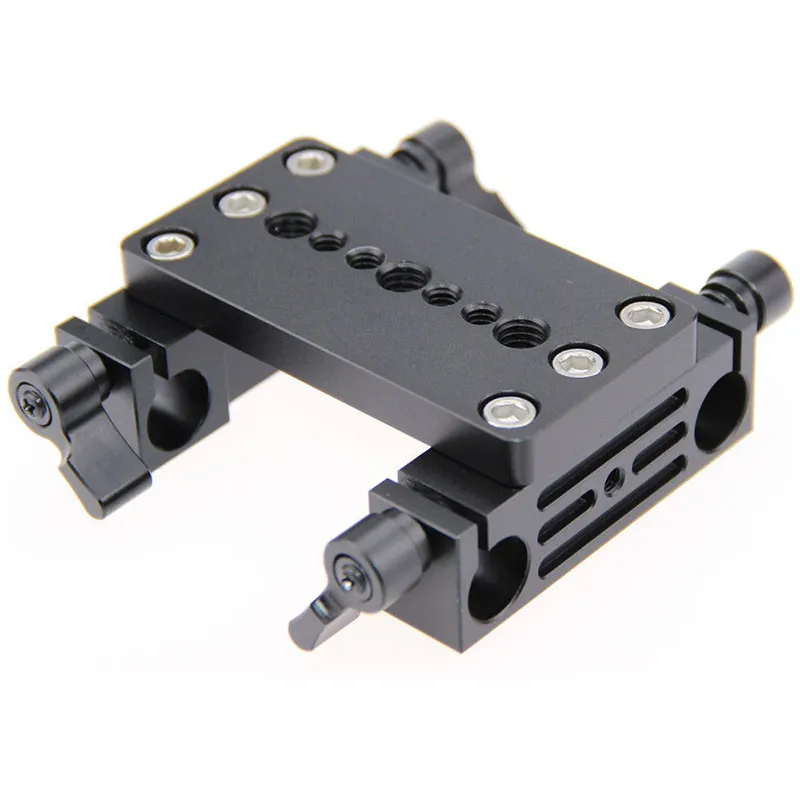 Tripod Mount Base Plate 15mm Clamp Rods Railblocks Block Adapter Fr 15mm Rod Support For DSLR Shoulder Rig Camera 4 Holes C1134 (1)