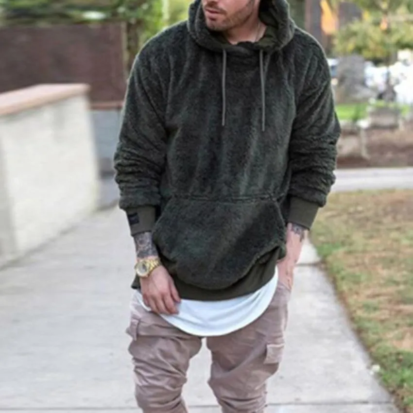 Faux fur hoodie sweatshirt mens hotsell