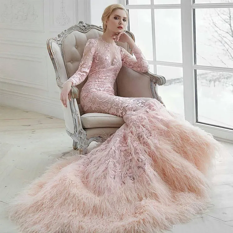 Luxury Pink Mermaid Trumpet Prom Dress Long Sleeve... From Greatvip,  $379.22 | DHgate.Com