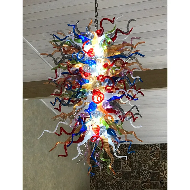 Blommabelysning modern kristalllampa murano stil glas designkedja ljuskronor pendellampor 100% handblåst glas italienska ljuskronor