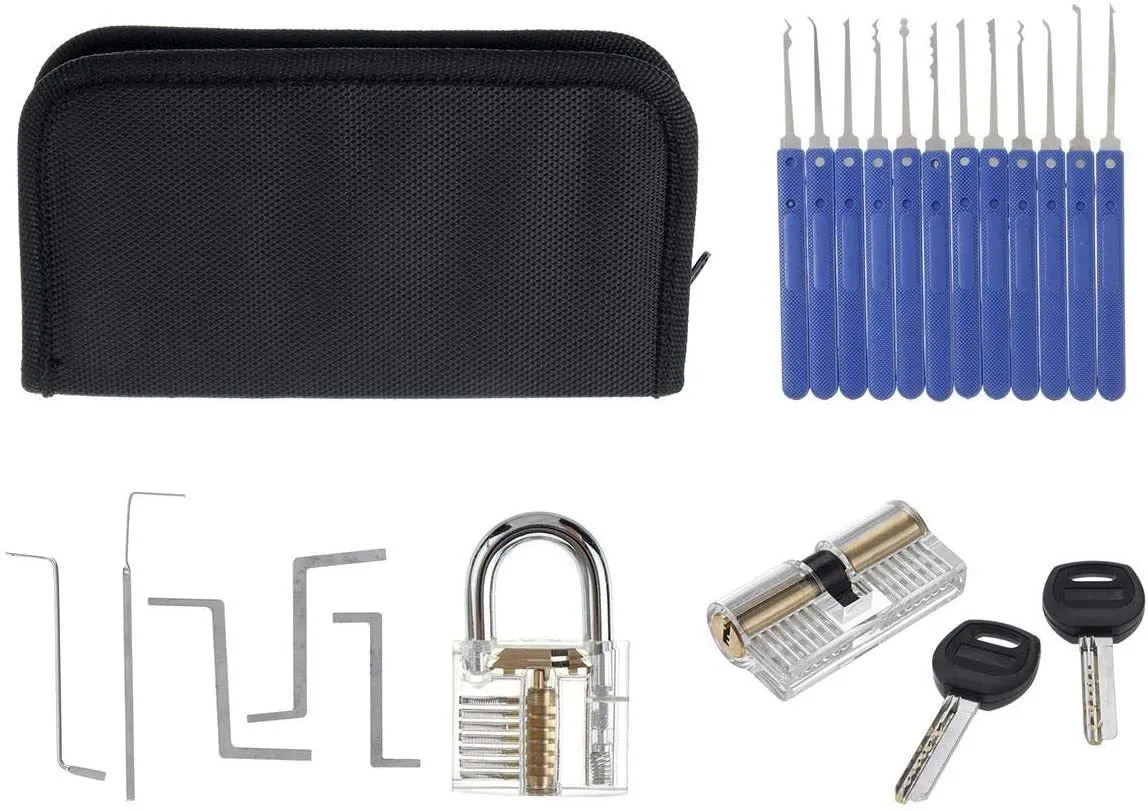 Locksmith Tools Key DHgate.com:Transparent Locksmith Tools Kit with 18-Piece Practice Lock ...