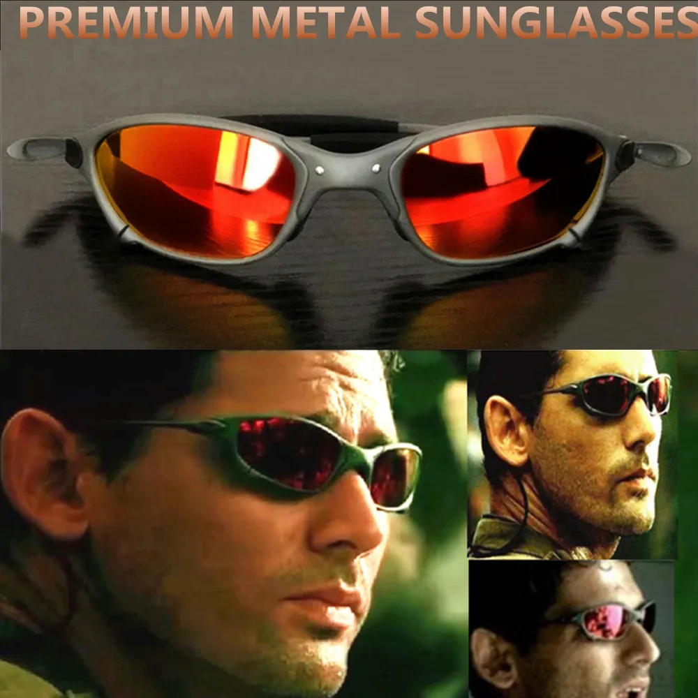 Al por mayor-Gafas de sol X Metal Juliet x Deportes de conducción polarizados UV400 Gafas de sol de alta calidad para espejo Iridium para hombres Fire Ruby Red ice blue