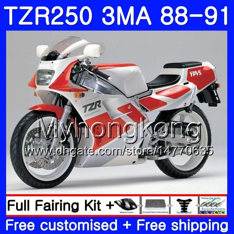 Body For YAMAHA TZR250RR RS RR YPVS TZR250 88 89 90 91 244HM.21 TZR-250 TZR250 3MA TZR 250 1988 1989 1990 1991 Fairing hot red white kit