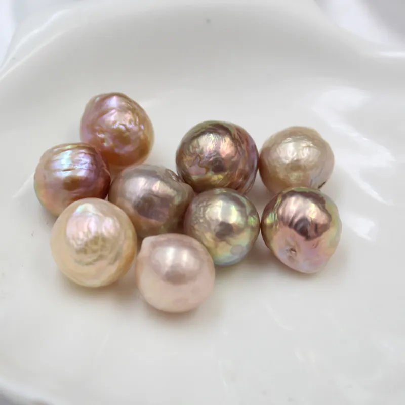 Wholesale 12mm Holeless Loose Beads Edison Pear DIY beads Unusual Natural Cultured Freshwater Pearl Purple Baroque Edison Natural Big Pearl