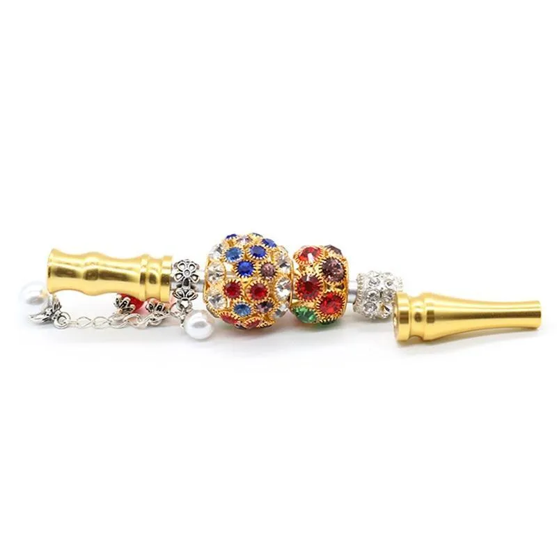Sheesha Filter Mouthpiece Drip Tip Bling Rhinestone Golden Colors Hookah Mouth Tips Cigarette Holders For Smoking Accessories 15kl A29