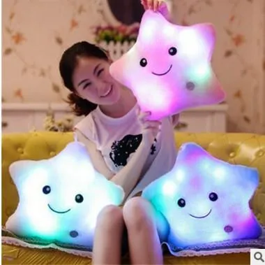 35CM Kreatives Spielzeug Leuchtendes Kissen Weiche Angefüllte Plüsch Leuchtende Bunte Sterne Kissen Led-Licht Spielzeug Geschenk Für Kinder Kinder mädchen