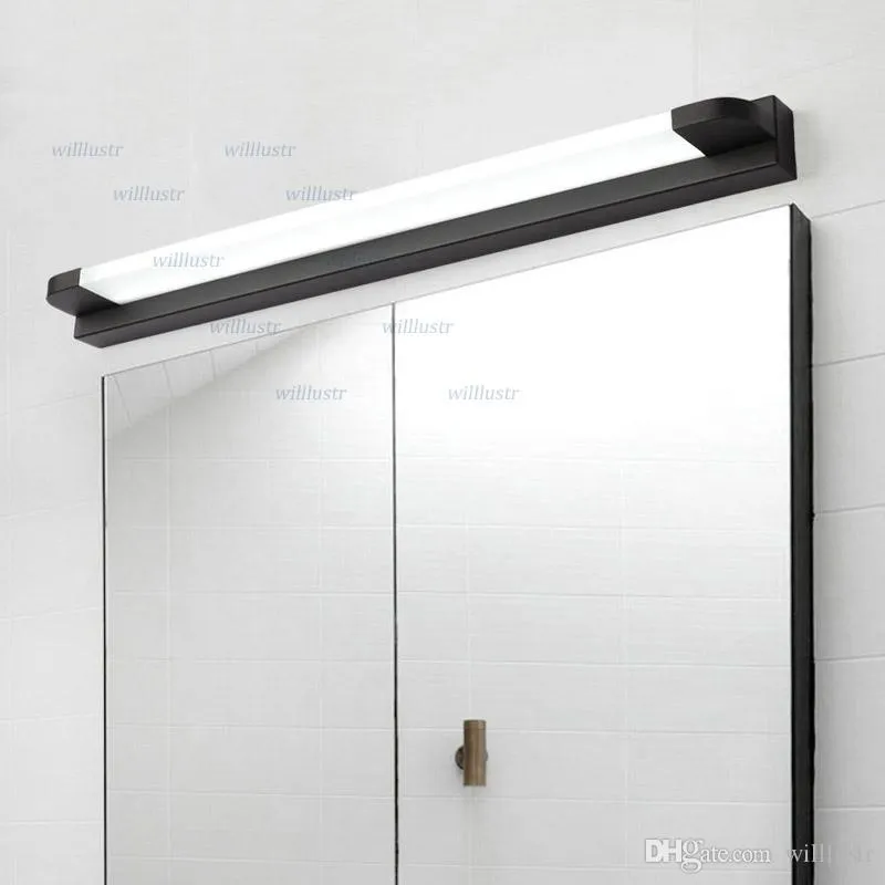 Modern Long LED Wall Sconce Iron Acrylic Mirror Lamp Hotel Restaurant Bathroom Cloakroom Dressing Room Black White Minimalist Light