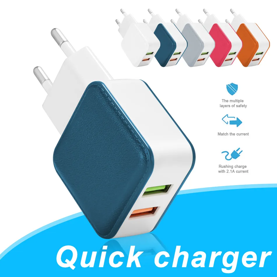 Wall Charger Adapter 2USB Mobile Phone Charging Adapter 5V 2.1A Universal Home Charger EU US PLUG for Universal Cellphones