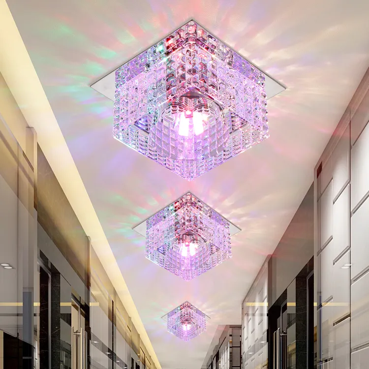 Square LED Spotlight Lamp Modern Crystal Glass 5W LED Ceiling