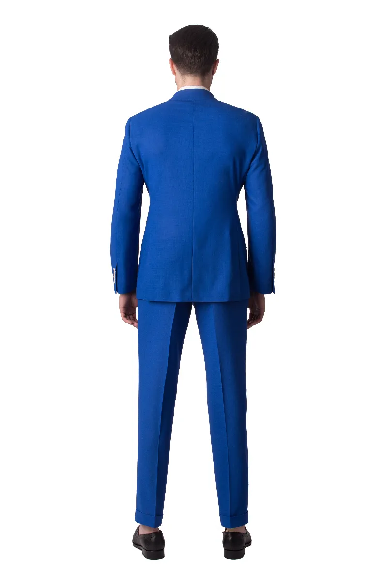 brown dress with blue polka dots Playman Blue Denim Tweed Suit – StudioSuits