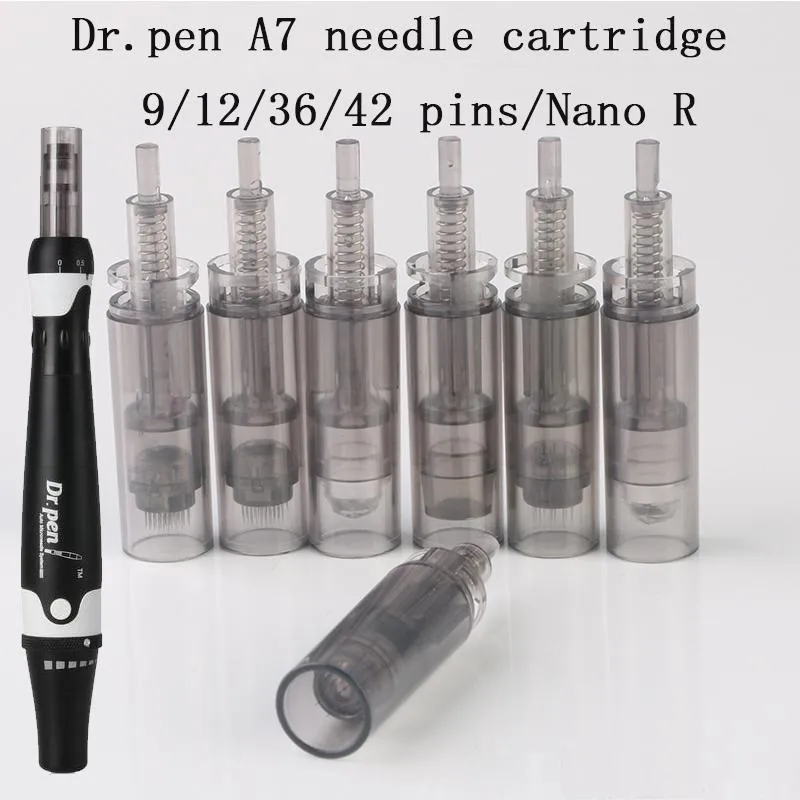 25pcs / lot cartucho Cambio de la aguja nano color gris 9/12/36/42 adapta Dermapen 3 / Dr pluma A7 / Mydermapen Cosmopen Cuidado de la Piel