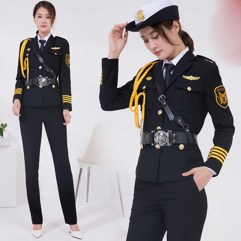 Printemps Lieu De Haute Qualité Sécurité Femme Uniforme Dame Propriété De  Laéroport Vêtements Cérémonie Service Uniforme Travail Costumes +  Accessoires Du 89,21 €