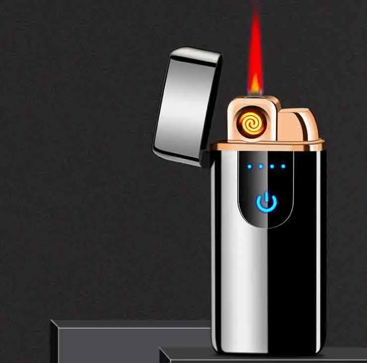 Neuester farbenfrohe Touch USB Leichter Gas Zinklegierung Elektronische 2 Funktionen