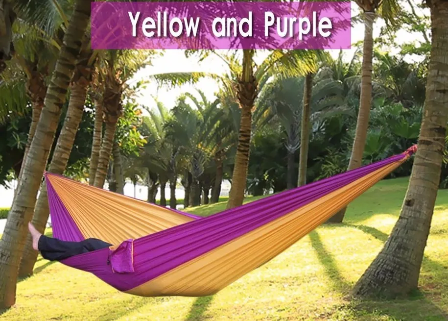 Hammocks Wholesale Hot Selling High Quality One Person Assorted Color Parachute Nylon Fabric Hammock with Strong Rope Outdoor Seating Hammo