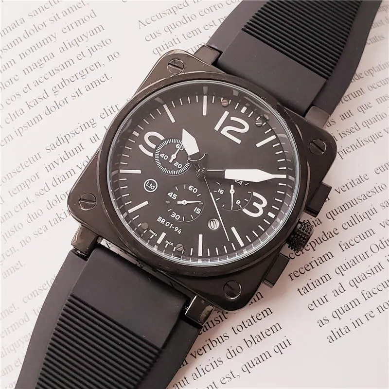 Montres pour hommes Japon Mouvement à quartz Montre Sous-cadran Travail Chronographe Chronomètre Bracelet en caoutchouc Boîtier carré Lumineux Lifestyle Étanche Analogique Montre De Luxe