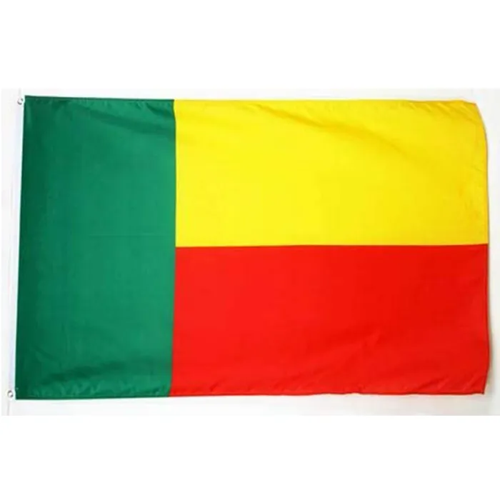 Benin 90 * 150cm sjunker banner gratis frakt 3x5 fot Benin national flagga för möte, parade, fest, hängande, dekoration