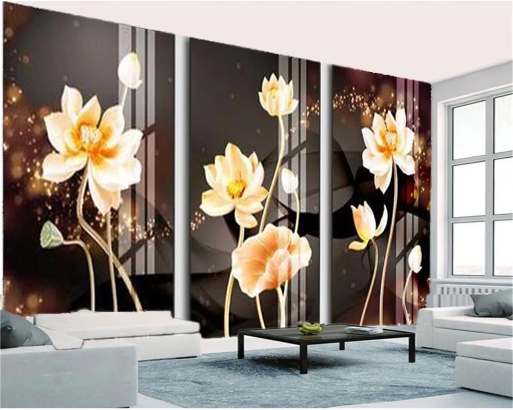 Custom Floral Wallpaper 3D High Definition Vacker Lotus Digital Utskrift HD Dekorativ Vacker Bakgrund