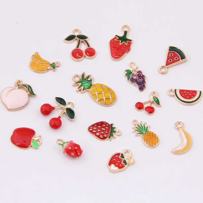 Fruit Emaille Hanger Aardbei Apple Pineapple Banaan DIY Hanger Kleurrijke Mode-sieraden Accessoires Emaille Drop Oil Fruit Accessoires