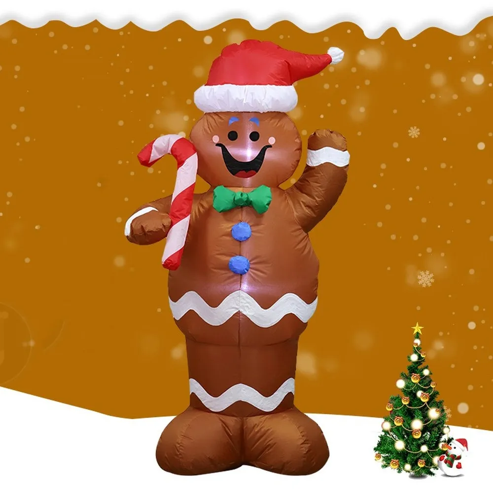 Biscotto natalizio gonfiabile a forma di omino di pan di zenzero a LED con luci a LED Decorazione per interni ed esterni Airblown Decorazione divertente per feste di Natale