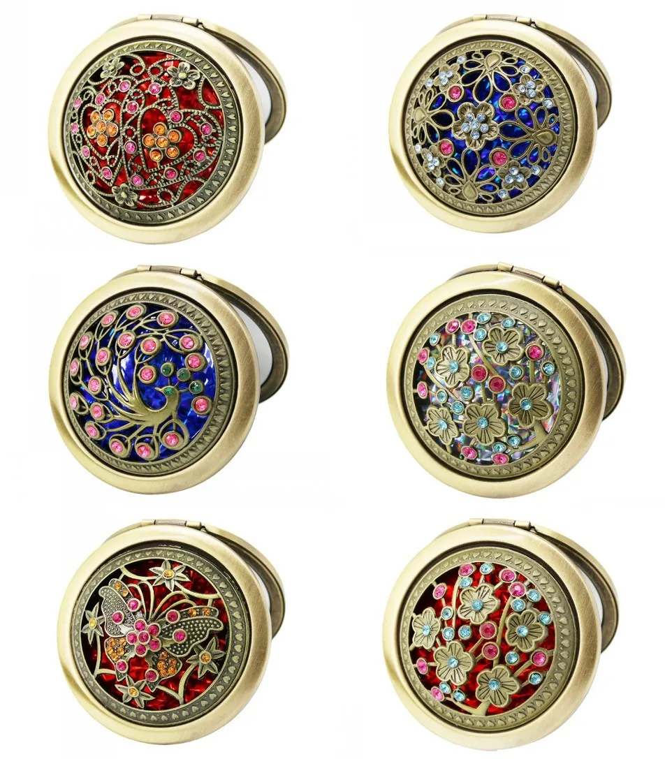 Pocket Mirrors Retro Vintage Style Butterfly/flower/Peacock Makeup Cosmetic Pocket Compact Stainless Mirror DHL FEDEX