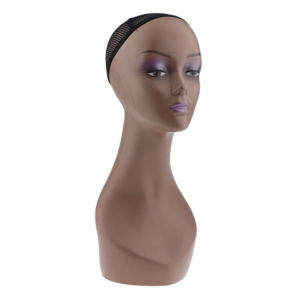 Vrouwelijke Mannequin Manikin Hoofd Model Pruik Cap Cap Sieraden Hoed Display Houder Stand Koffie Kleur Pruik Stand Training Hoofd