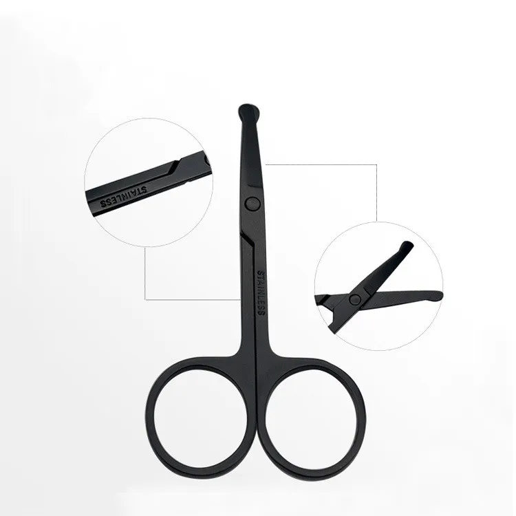 3.0 black round head nose hair clipper for men nose hair trimmer for women beauty nose hair small scissors 50 pcs