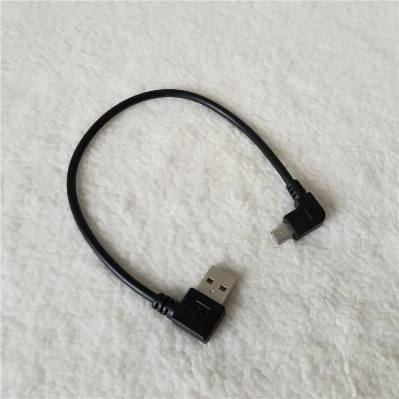 90 graders dubbla vänstervinkel Mini B USB 5PIN TILL USB En manlig adapter Datakabelförlängning Power Wire för hårddiskkamera 25 cm