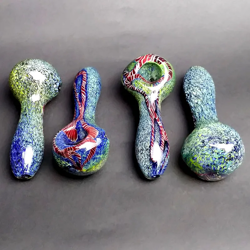 Heady Spoon Pipes 3,9 "Rookbuizen Glazen blauw DAB Gekleurde tabak Hoge kwaliteit Kruiden Handpijp