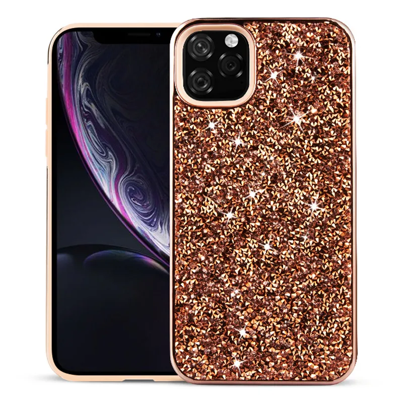 Schöne Mädchen-Glitzer-Diamant-Handyhüllen, süße Bling-Hybrid-TPU-PC-harte Rückseitenabdeckung für iPhone 13 12 Mini 11 Pro Max 7 8 Samsung S22 Plus S21 Ultra S20 Note 20