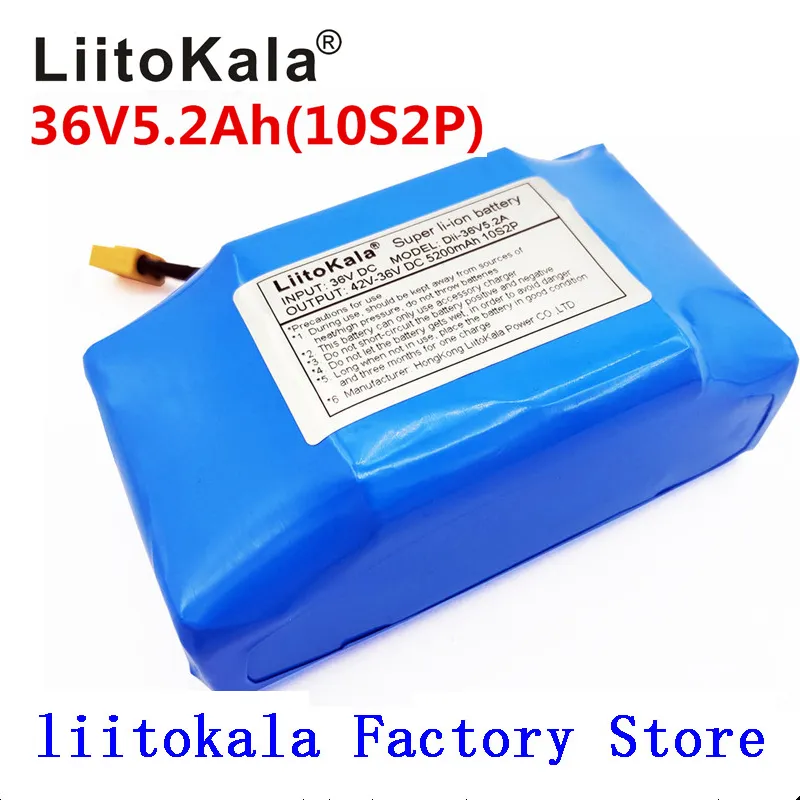 LiitoKala 36V 5.2Ah 5200mAh alta dreno de 2 rodas scooter elétrico auto balanceamento bateria de lítio para auto-equilíbrio Fits 6.5"