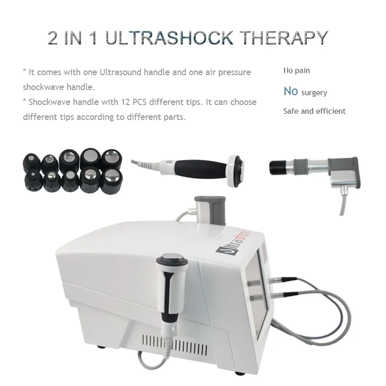 2 in 1 pneumatic ultrasound shockwave machine promote blood pain relief therapy ed treatment