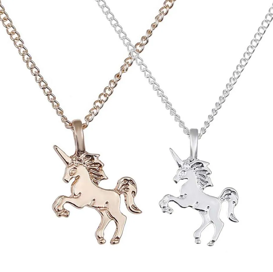 New Fashion Women Unicorn Horse Pendant Necklace Plating Chain Choker Christmas Jewelry Lovely Gift Free Shipping