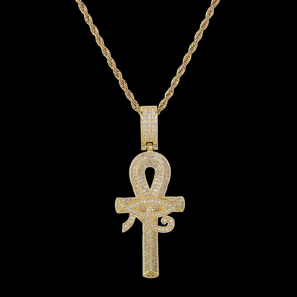 Nuova arrivo Arrivo Ankh Key of Life Collana a sospensione con catena di corda hip hop argento oro come regali