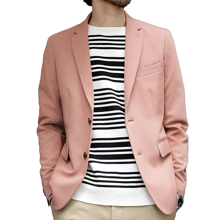 Blazer da uomo estivo da spiaggia rosa bello casual da giovane ragazzo a due bottoni da sposo per matrimonio da spiaggia per il tempo libero, completo da uomo, solo una giacca