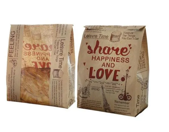 크래프트 빵 종이 봉투와 윈도우 않도록 오일 사랑 토스트 베이킹 종이 봉지 테이크 아웃 음식 손으로 만든 포장 가방