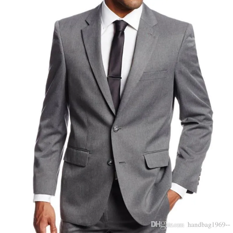 Nuevas llegadas Dos botones Gris Ventilación lateral Novio Esmoquin Muesca Solapa Padrinos de boda Best Man Blazer Trajes de boda para hombre (chaqueta + pantalones + corbata) D: 353