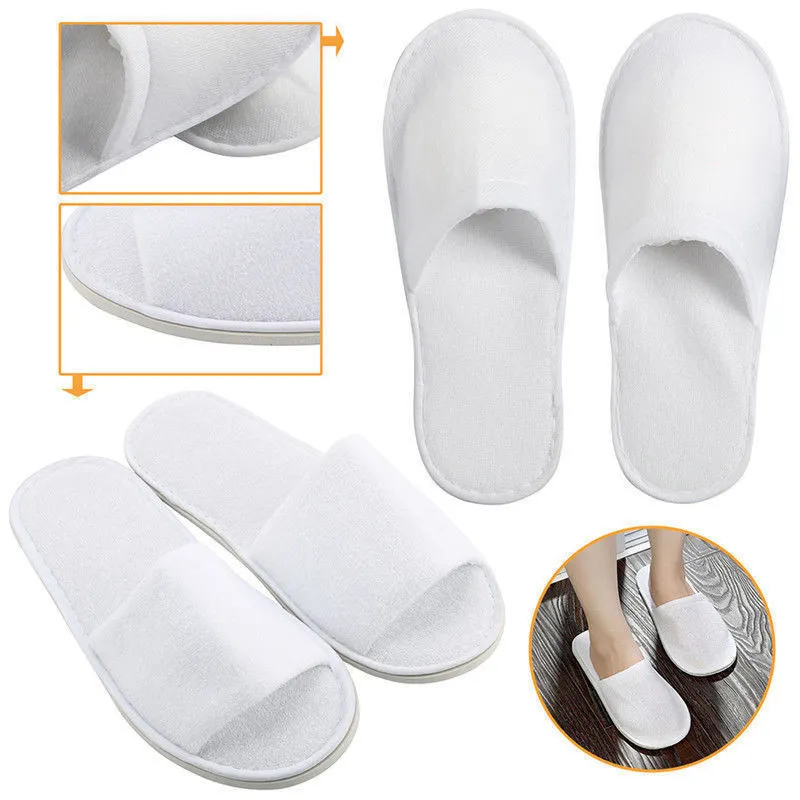 Disposable vita tofflor Business Touring Hotel Club Portable Non Folding Tofflor Non Woven Handduk Hotel Engångs tofflor