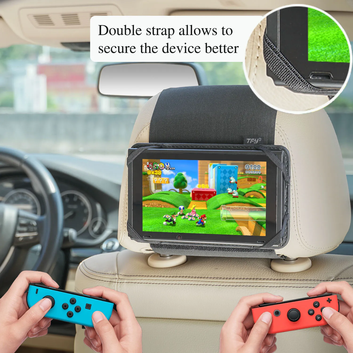 TFY Car Back Seat Headrest Mount Holder for Game Machine Switch and other 7 Inch tablets