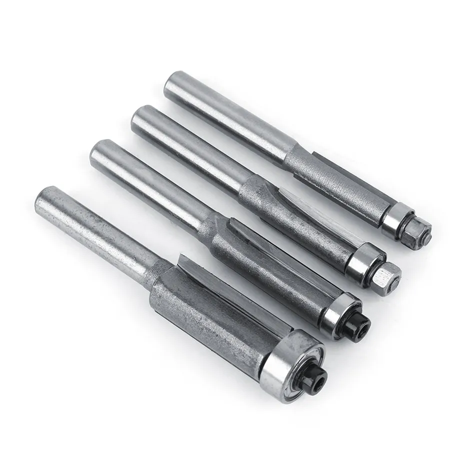 Freeshipping Factory Price Flush Trim Bit Set 1/4'' Straight 10pcs Shank Router Bits Carbide Tipped 6/8/10/12mm Optional High Quality