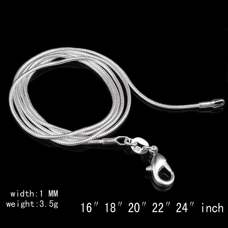 925 Sterling Silver Necklace Chains: Plated Snake Chain Necklace