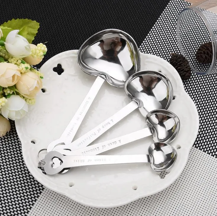 50Sets "Love beyond Measure" Heart Shape Measuring Spoon 4in1 Wedding Favors Party Keepsake Event Giveaways Birthday Gifts SN399